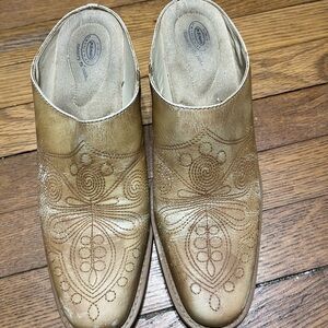 Dr. Scholl's Brown Patterned Leather Mules